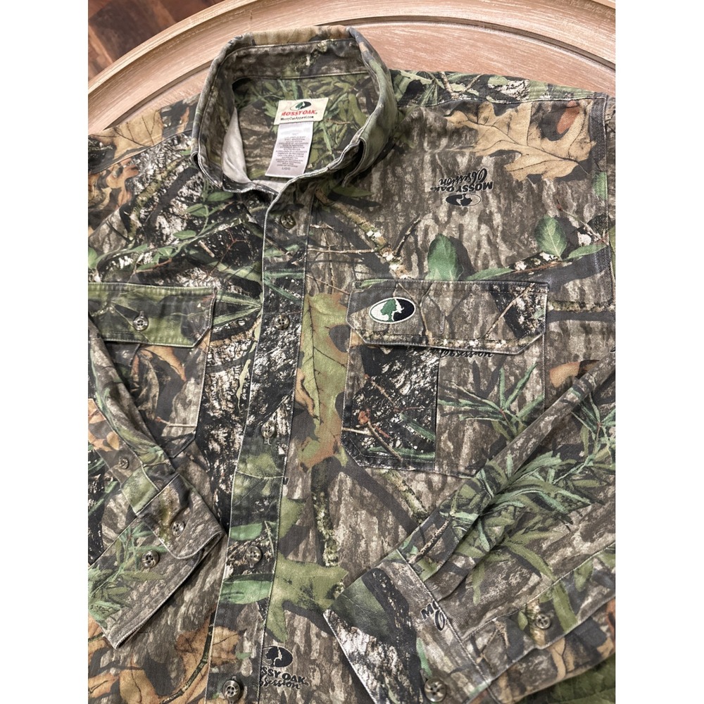 Mossy Oak Obsession Camo Button Down Shirt Mens Large Long Sleeve Hunting Top
